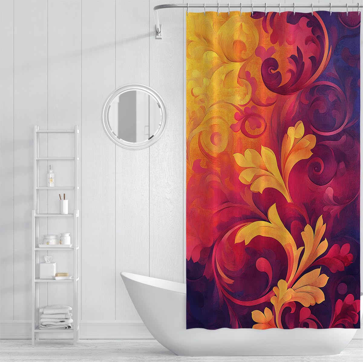 Cortina Ducha Hojas ombré abstractas Escena bañera W240xL180 cm