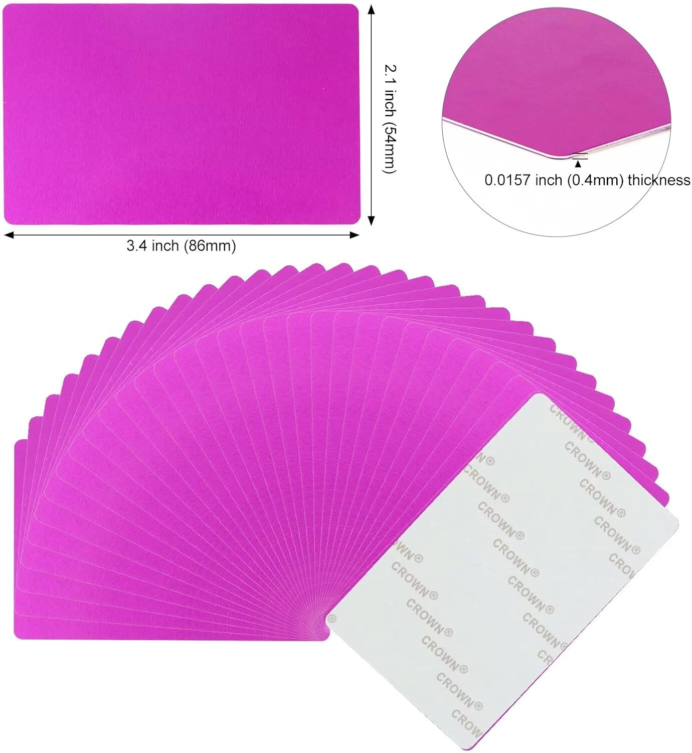 50Pcs Blanks Metal Business Card Personalized Name Plate with Adhesive Backing 3.4 x 2.1" Aluminum Laser Engraving Business Card Multipurpose DIY Gift Cards Thickness 0.4mm（Purple）