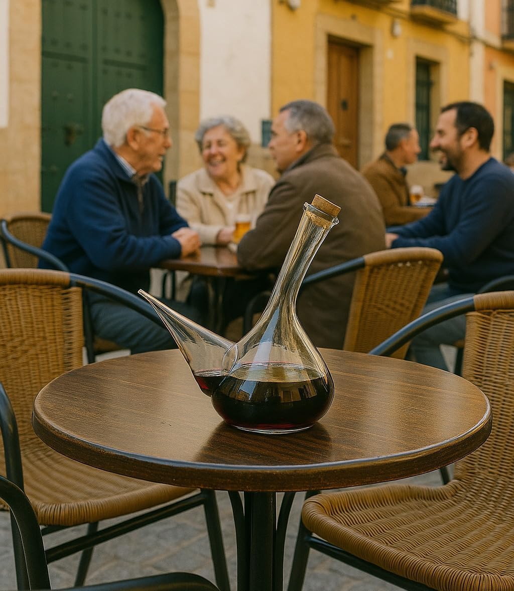 Porrón 750ml Vidrio Reciclado – Botella Tradicional Española – Vidrio Grueso Resistente