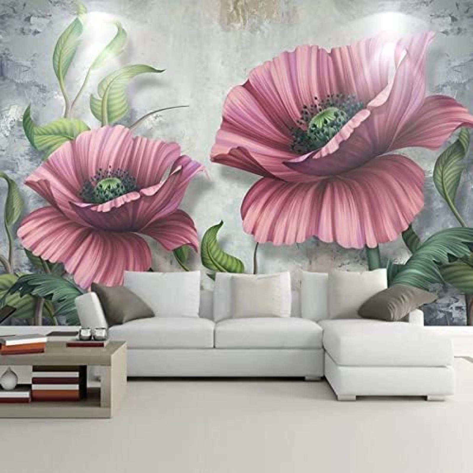Papier peint 3d intissé fleurs rouges XLMING 200x140 cm pour salon