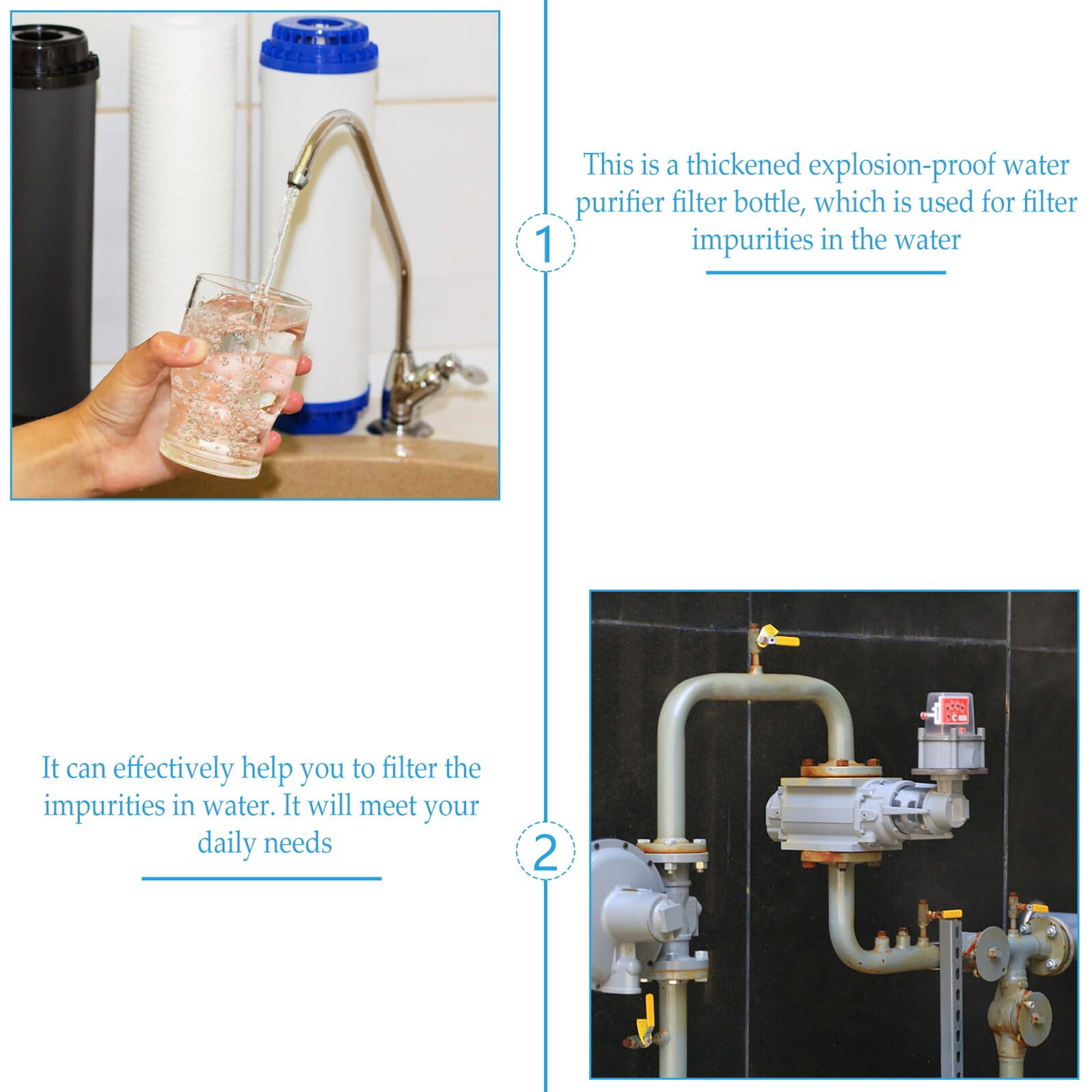 Bouteille Filtrante pour Purificateur Eau Domestique Résistante Aux Transparent Installation Facile