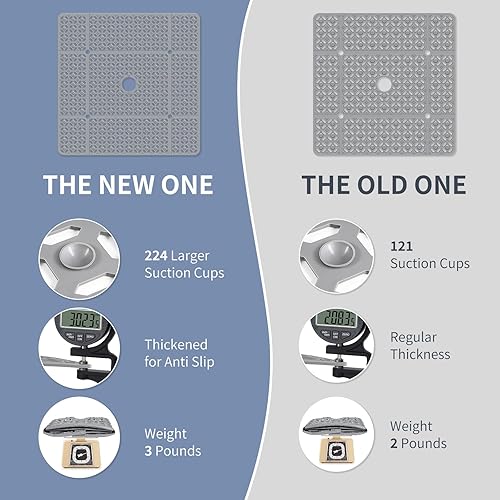 Miniatura 7 de OTHWAY Tapete de ducha cuadrado, 27 x 27 pulgadas, extra grande, para ducha interior, tapete de ducha antideslizante de TPE con orificios de drenaje