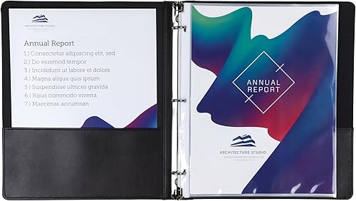 Vista 13 de Samsill Carpeta de 3 anillos de 1.5 pulgadas, piel, color negro con costuras de contraste, 8.5 x 11 pulgadas, 3 anillos, carpeta para cuadernos