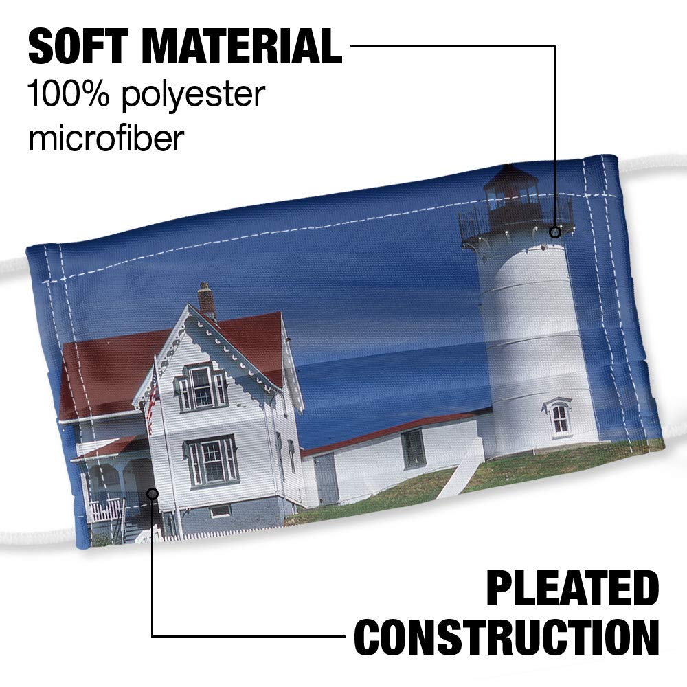 Nubble Lighthouse Maine ME 1-Ply Reusable Face Mask Covering with Adjustable Nose Wire, Unisex