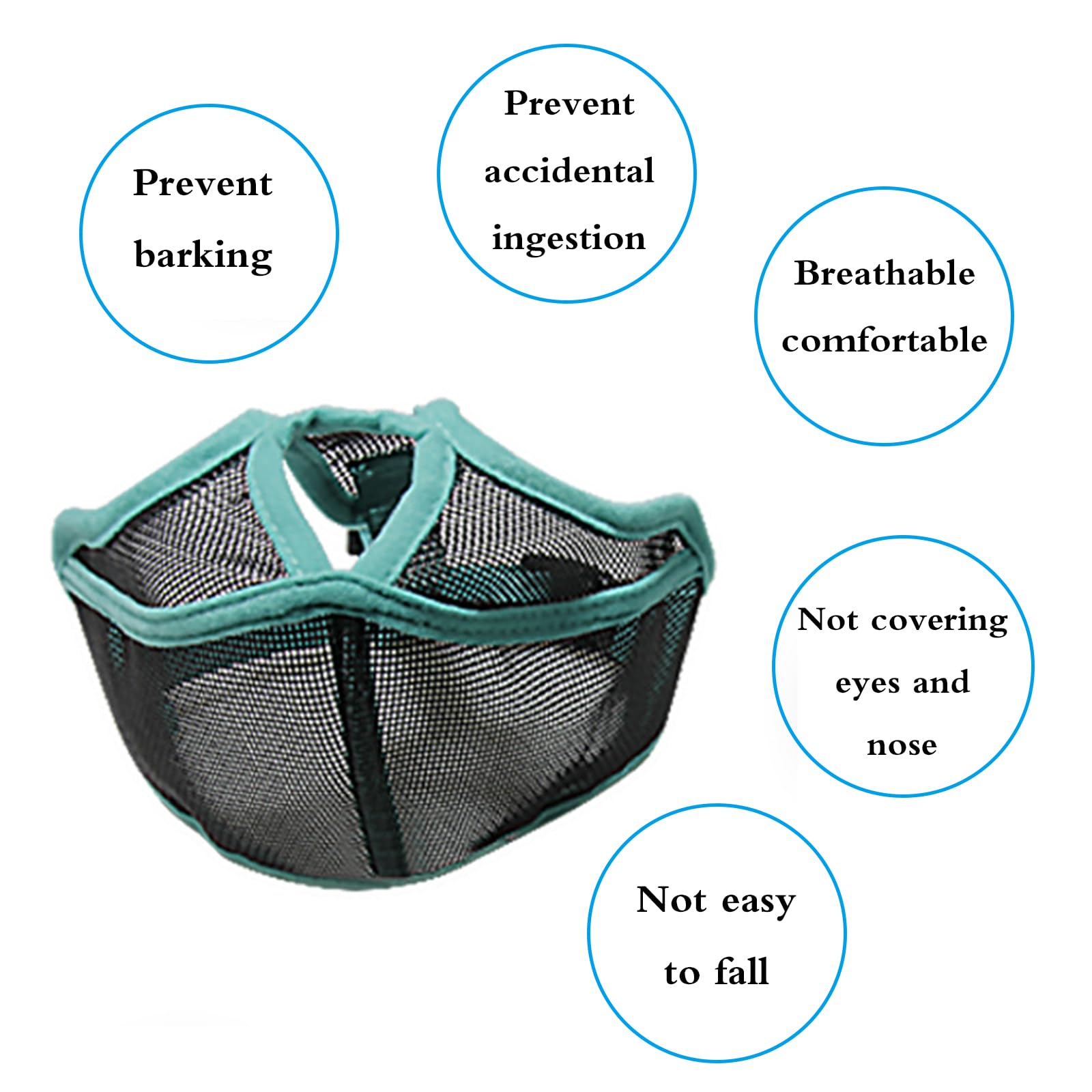 Bozal de Malla Suave for Perros, bozal for medianos, cómodo, Transpirable, Ajuste rápido, Permite jadear, Ajustable(Green,S)