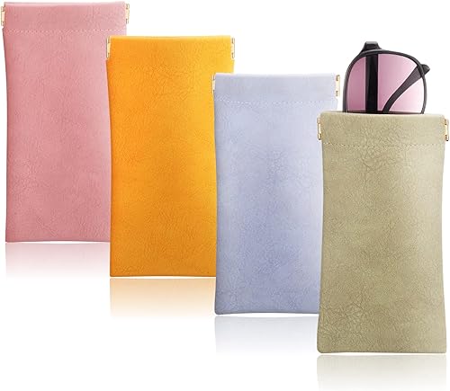 4 fundas para lentes de sol, suaves, portátiles, de cuero suave, para mujeres, hombres y niños