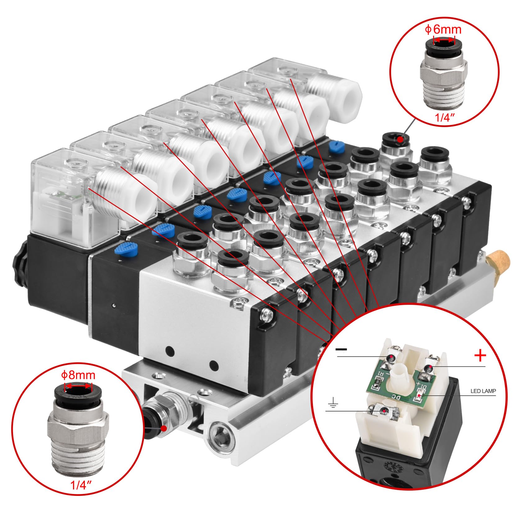 Heschen Magnetventil 4V210-06 AC24V - Pneumatisches 5/2 Wege Ventil