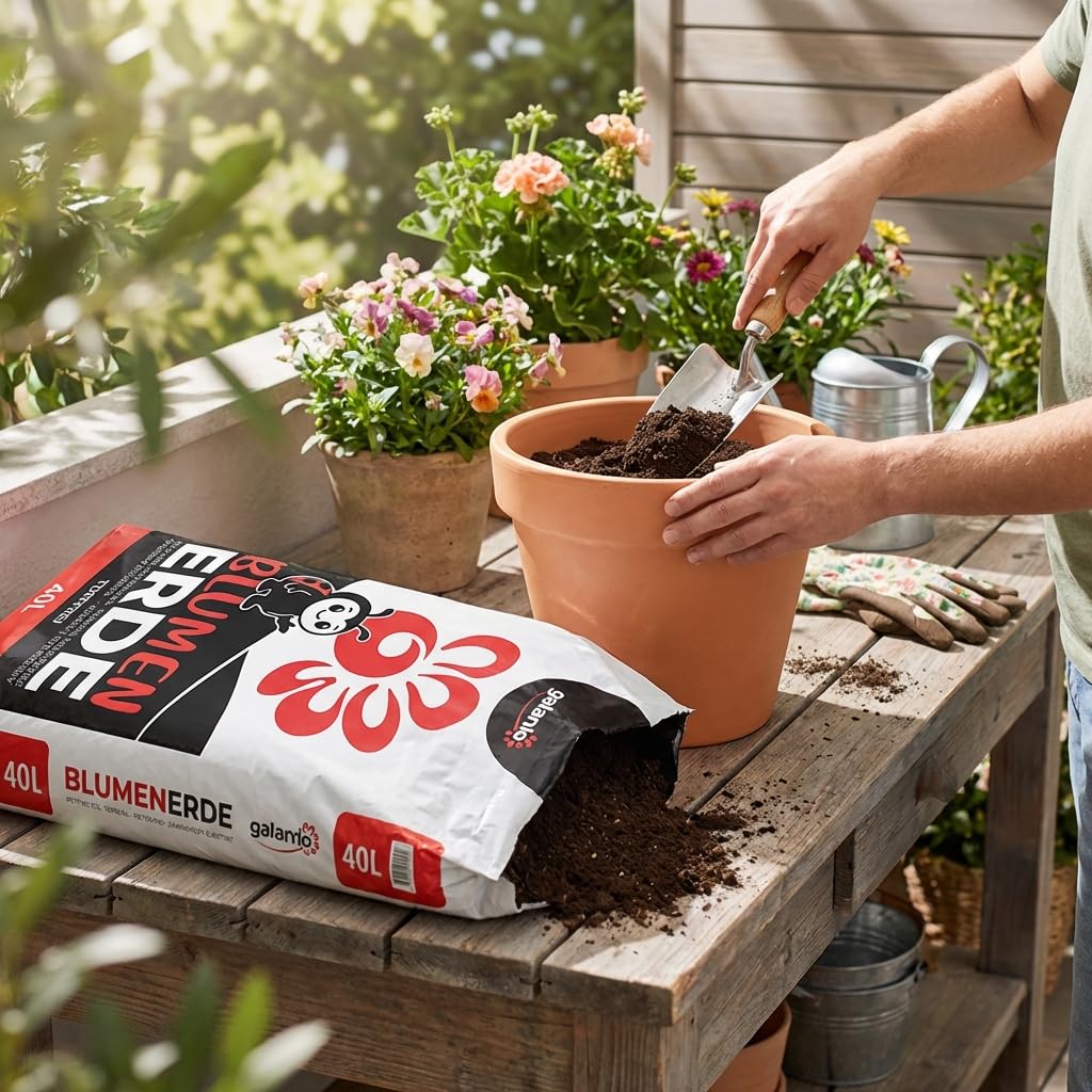 GALAMIO - Blumenerde torffrei (600 L / 15 x 40 L) – torffreie Pflanzerde, Universalerde und Pflanzsubstrat mit NPK-Dünger – für Grün- und Blühpflanzen, Zimmer-, Balkon- und Gartenpflanzen
