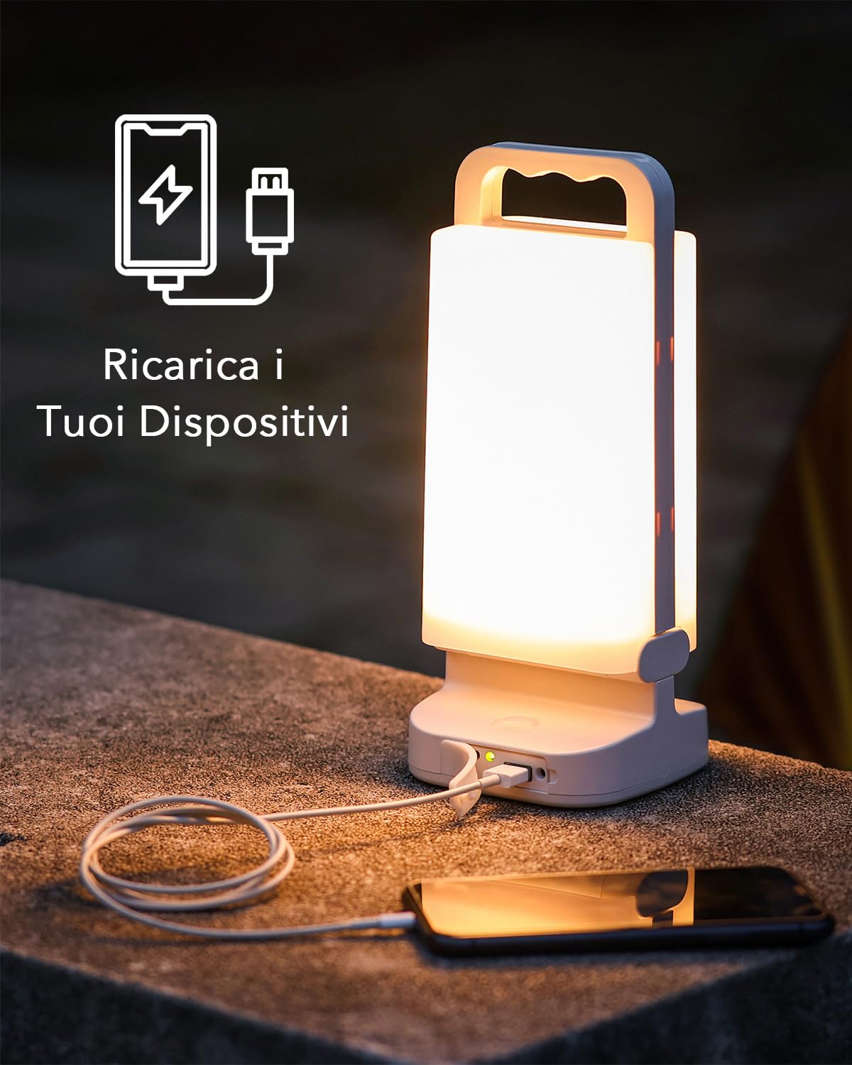 Lepwings Lampada da Campeggio Solare Ricaricabile 6000mAh, Lanterna LED Portatile da Esterno fino a 80 Ore, Funzione Power Bank, Luce Touch IPX4 Impermeabile per Tenda, Escursione ed Emergenza