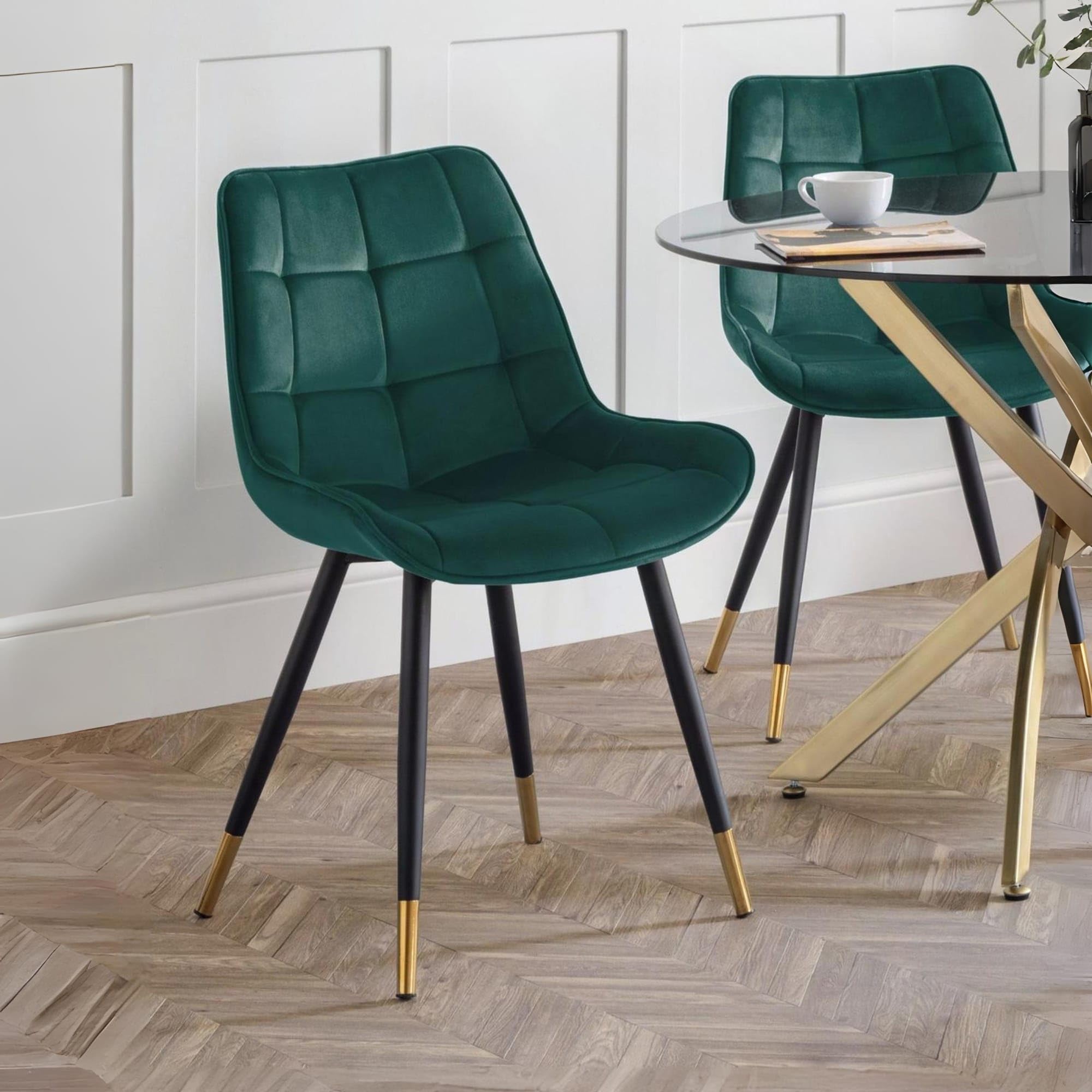 Julian Bowen Hadid Set Of 2 Green Dining Chair