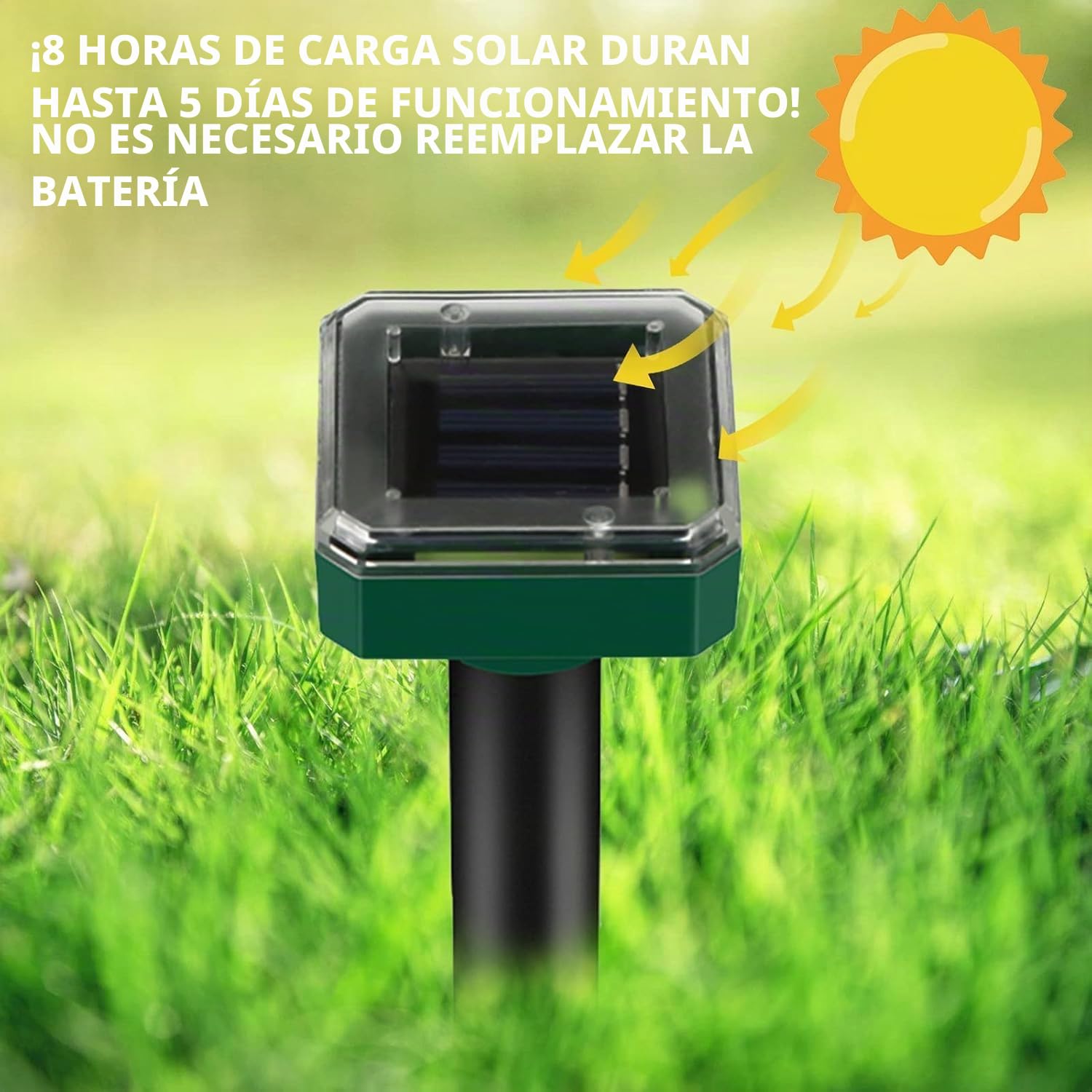 6 unidades de ahuyentador solar de topos, ahuyentador solar ultrasónico de topos IP65, repelente de topos resistente al agua, ahuyentador de topillos Mole Repellent, control de plagas para césped