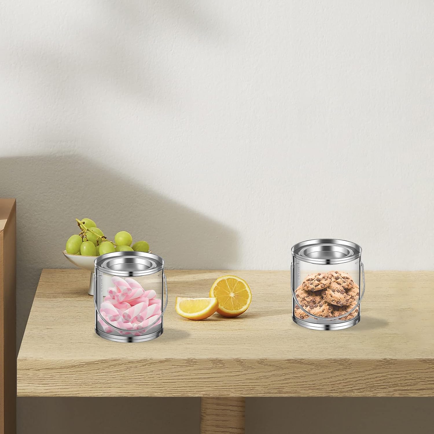 24PCS Clear Paint Cans 3 x 3 Inch Mini Empty Bucket With Metal Lids for Party Favors, Candy, Decor and DIY