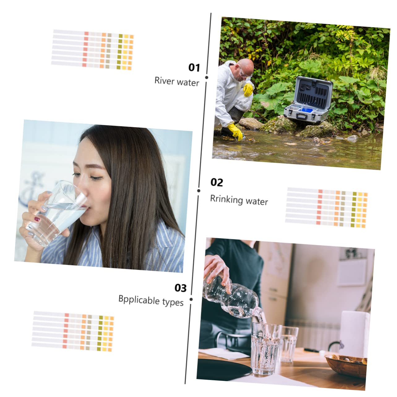ABOOFAN 3 Sätze Pool-teststreifen Qualitätstester Für Hartes Wasser Wassertestpapiere Wasser Test Kit Ph-testpapiere Prüfen Ph Teststreifen Colorful 50 Stück * 3
