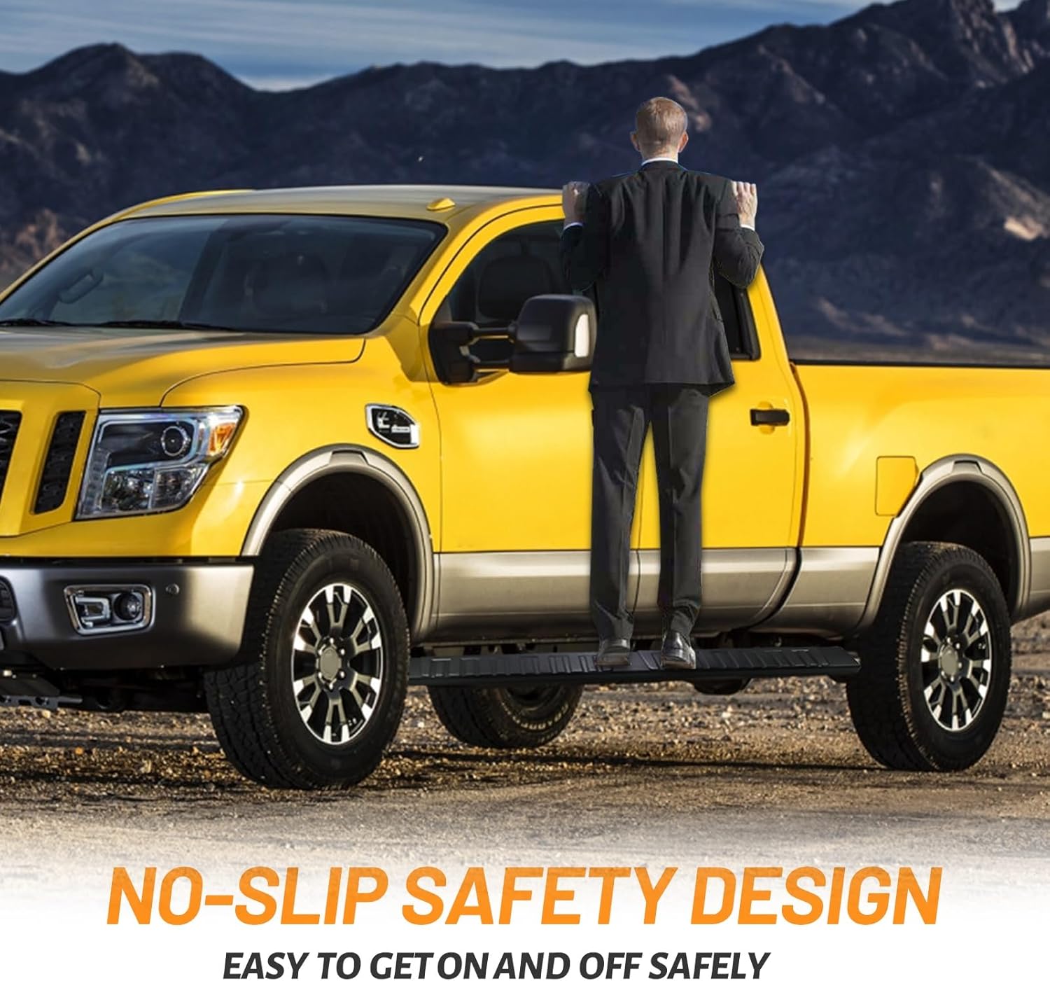 Side Steps Compatible with 2004-2022 Titan Crew Cab/2016-2022 Titan XD Crew Cab, Side Step Rail Nerf Bars, Left+Right Running Boards Step Bars