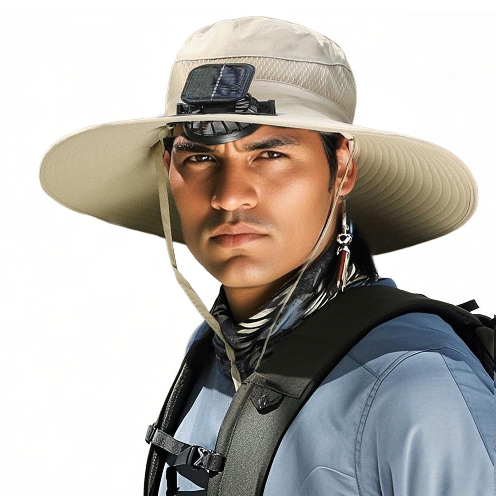 Ventilatorhut für Herren – Sonnenschutz – persönliche Outdoor-Ausrüstung | belüfteter Hut mit Solarpanel | für Angeln, Wandern, Strand, Reisen, Urlaub, Wandern, Rucksackreisen, Camping