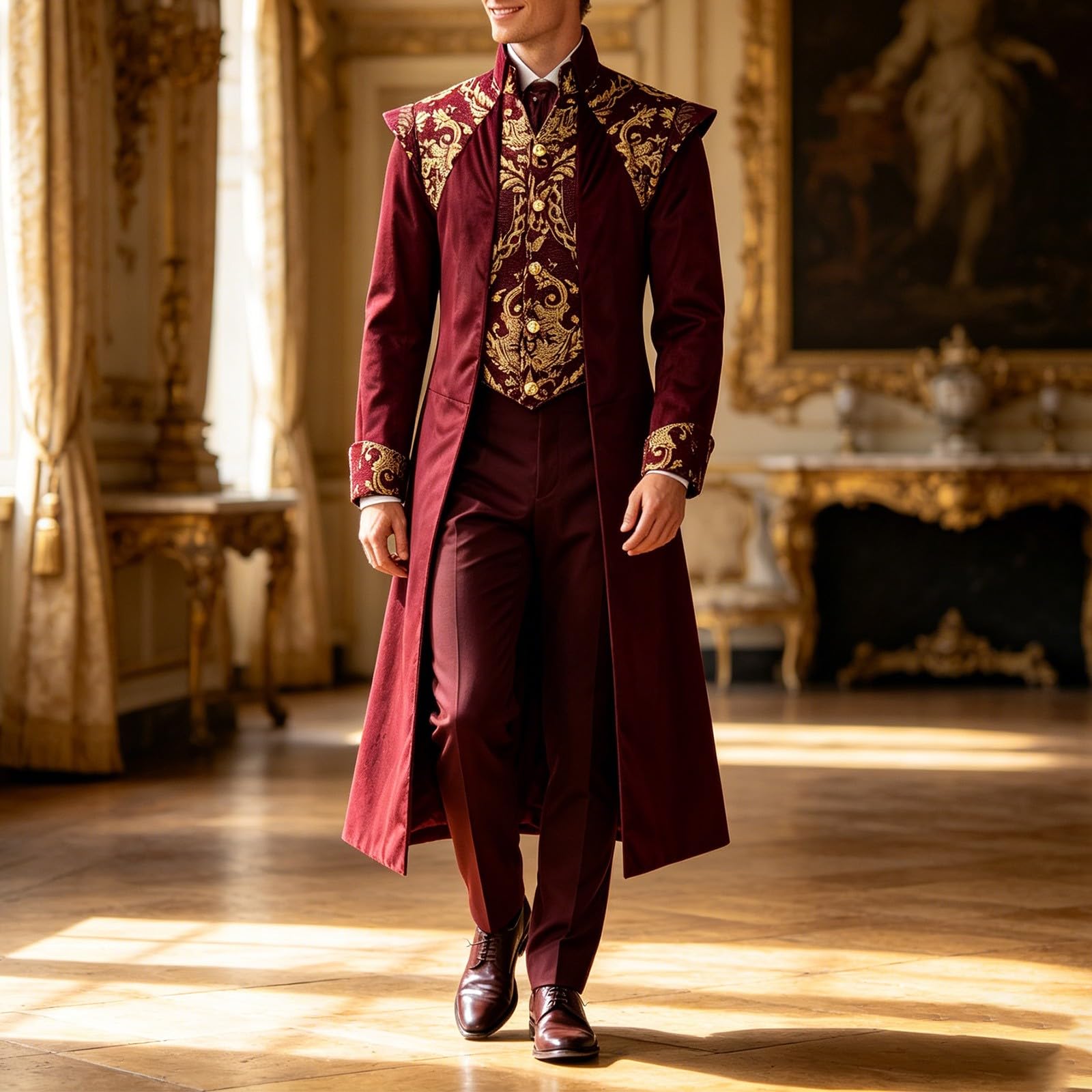 Frack - Cappotto da smoking medievale Steampunk, da uomo, elegante, vintage, stile gotico, da pirata vittoriana, cosplay, uniformi rinascimentali, costume da uomo