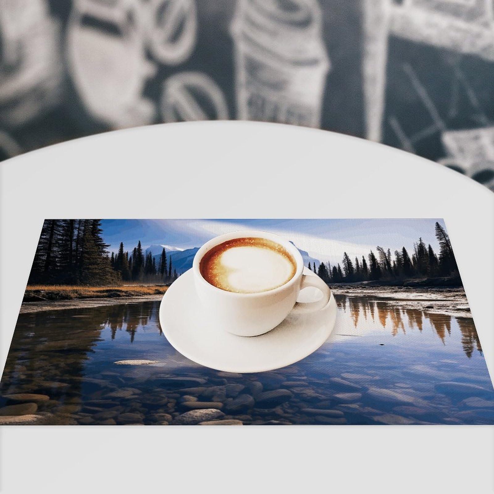 Platzdeckchen mit herrlichem Blick in Banff, PVC, waschbar, hitzebeständig, rutschfest, wasserdicht, für Innen- und Außenbereich, Esstisch, Küche, Urlaub, Party, 6 Stück