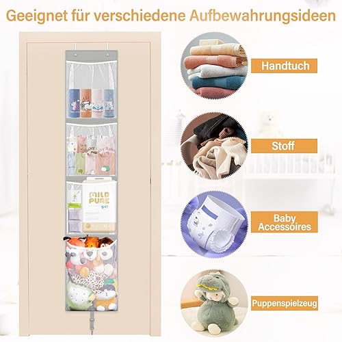 Miniatura 6 de Woodoulogy Almacenamiento de animales de peluche sobre la puerta, organizador de juguetes colgantes, muñeco de peluche y oso para bebé, idea para
