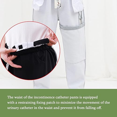 Miniatura 4 de Pantalones de catéter, pantalones con soporte para bolsa de orina para hombres y mujeres, pantalones de cuidado de la incontinencia de doble