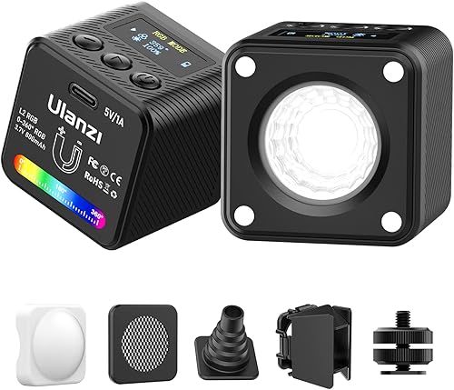 Ulanzi L2 COB RGB - Luz de video LED luz LED portátil a todo color de 360 para iluminación de cámara luz magnética súper linda para juguete detén