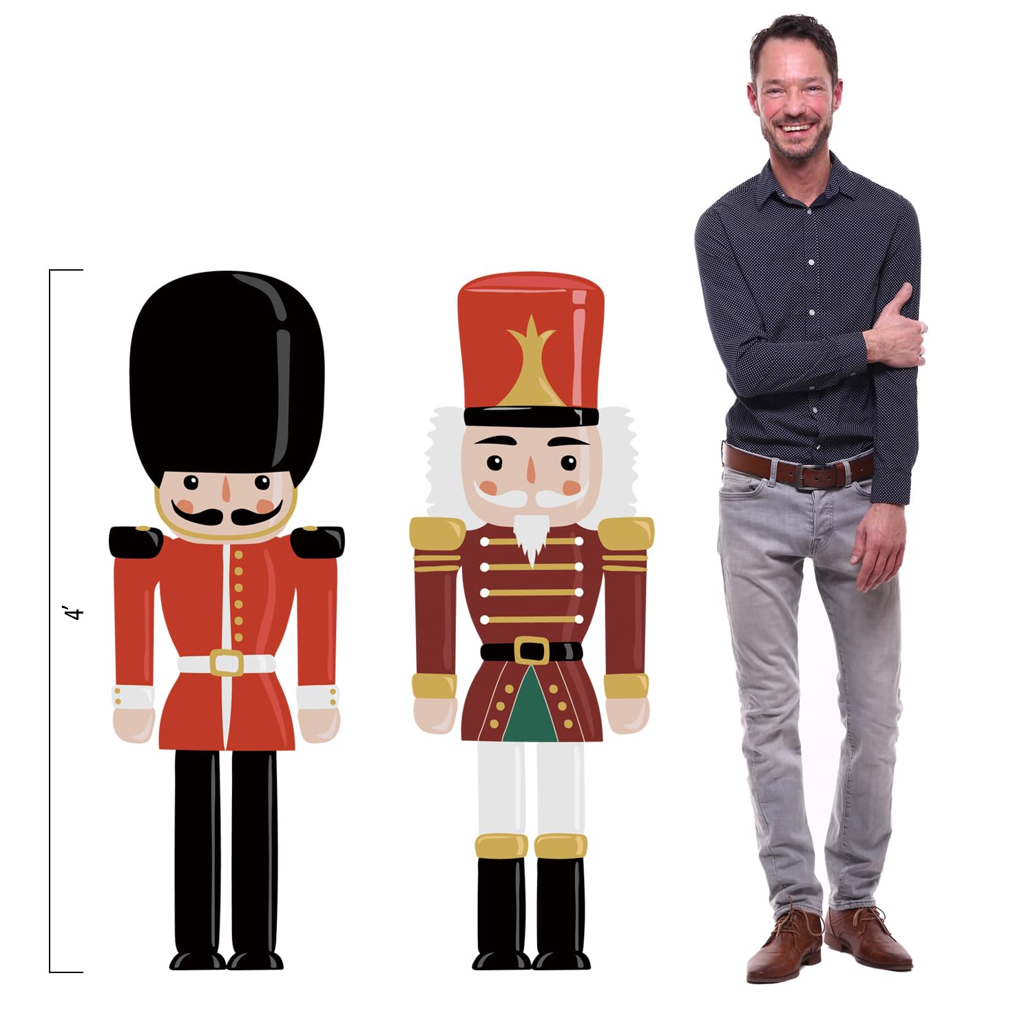 TEXTURE OF DREAMS Christmas Nutcracker Ornaments Set Cardboard | Life Size Nutcracker Soldier Cutout | Decoration for Holiday Xmas Outdoor Lawn, Waterproof - 4 ft - 2 PCs -A