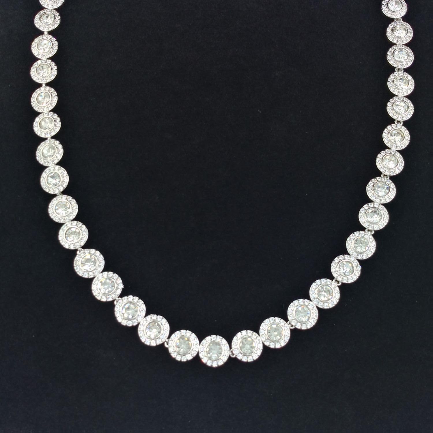 ZOEY Angelic Necklace and Bracelet Set, 18K White Gold Plated Crystal Jewelry, Dainty Gold Necklace for Women, Elegant Gift for Wedding, Valentine's Day, Christmas, Tennis Necklace