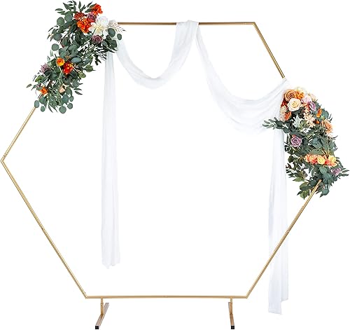 Soporte hexagonal para telón de fondo, marco de arco de globo dorado Inweder, soporte de arco de boda de metal, soporte de guirnalda de globos,