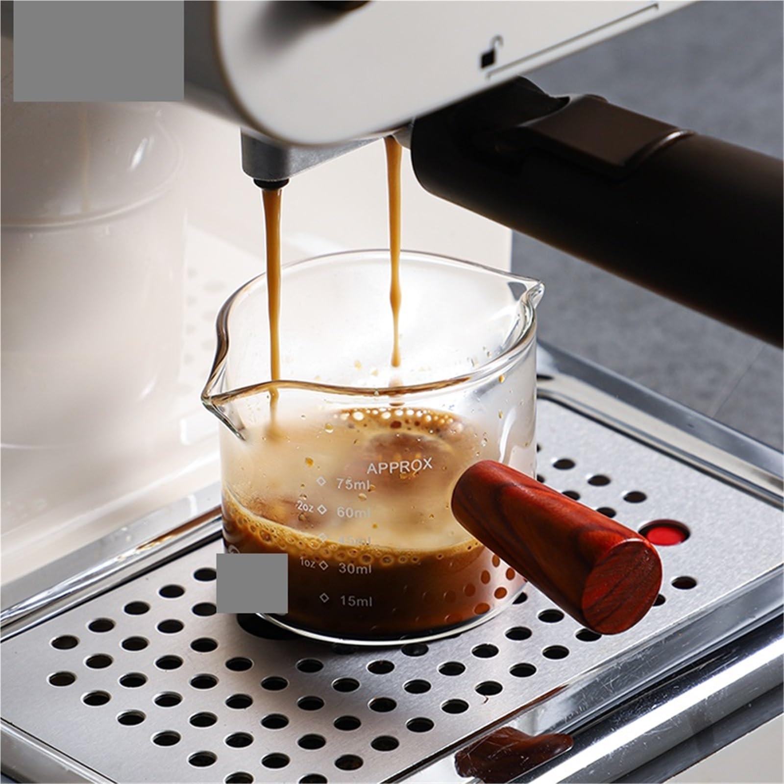 Taza de extracción de Espresso con escala, taza medidora de vidrio, taza de Espresso con mango de madera, taza de leche pequeña, jarra de leche, taza de onzas, 120ml, 2 uds. Para Barista(120ml)