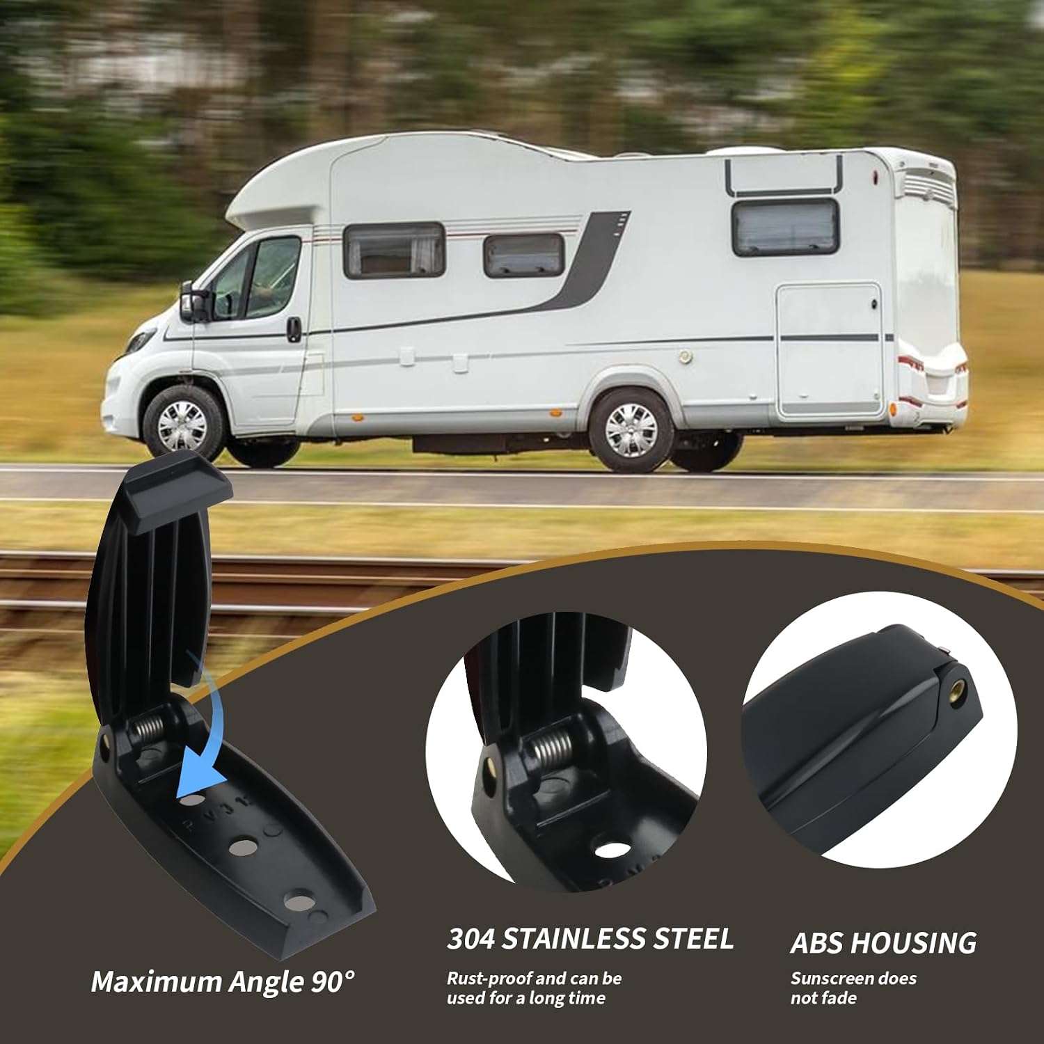 4Pcs 2.52" RV Baggage Door Catch Camper Trailer Storage Door Latch Hook,RV Door Holder Baggage Compartments and Doors Open,Black