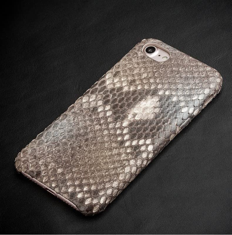 Étui à rabat en cuir iPhone SE3 luxueux folio gris style python