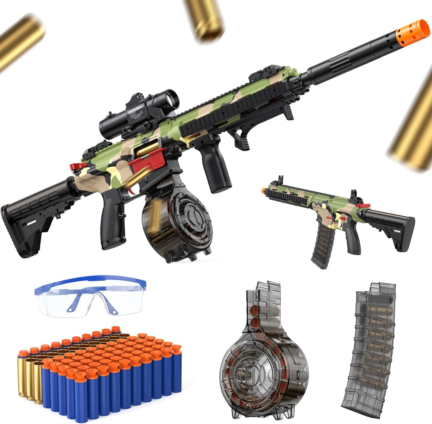 Dress-Up Accessories Soft Bullet Toy Gun, Auto-Manual Shell Ejecting Toy Foam Blasters & Guns with 30 Soft Darts, Shooting Games Educational Toys for 6+ Kids