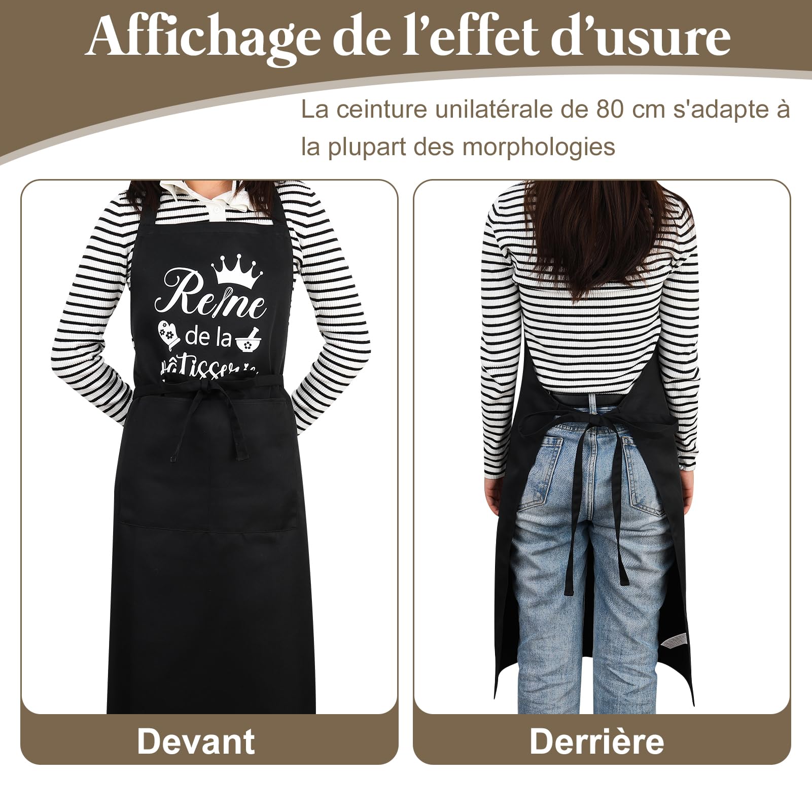 Tablier de Cuisine Réglable et Étanche pour Femme - avec Poches - Cadeaux pour Maman