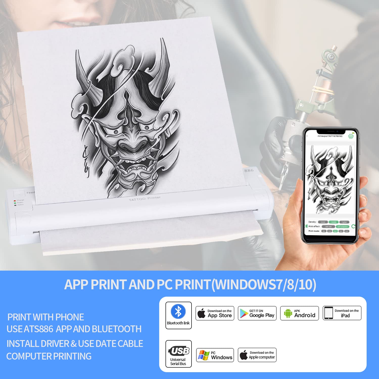 Amazon.com: YTATTOO ATS886 Cordless Tattoo Stencil Printer