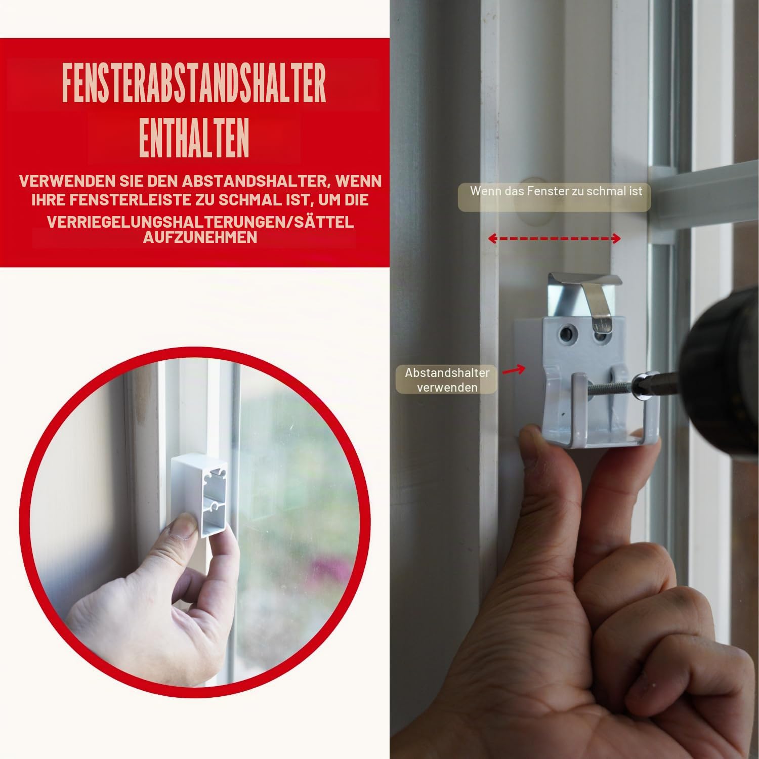 SecurityMan Fenster-Sicherheitsstange – einfache Installation für horizontale/vertikale Fenster – verstellbare Fenstersicherung (kindersicheres/robustes Eisen) – ausziehbar (36,2 cm bis 94 cm)