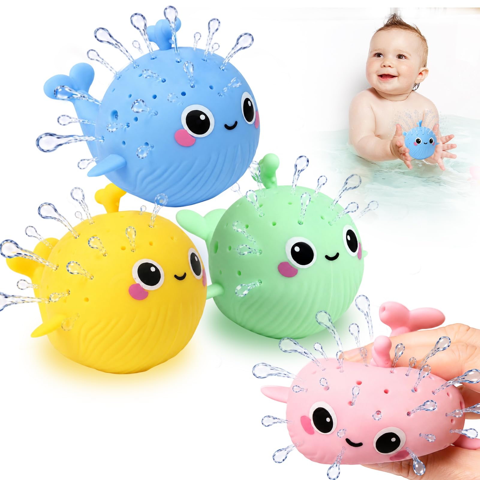 Baby Bath Toys for 1 2 3 Year Old Boys Girls, Water Splash Balls Pool Toys
