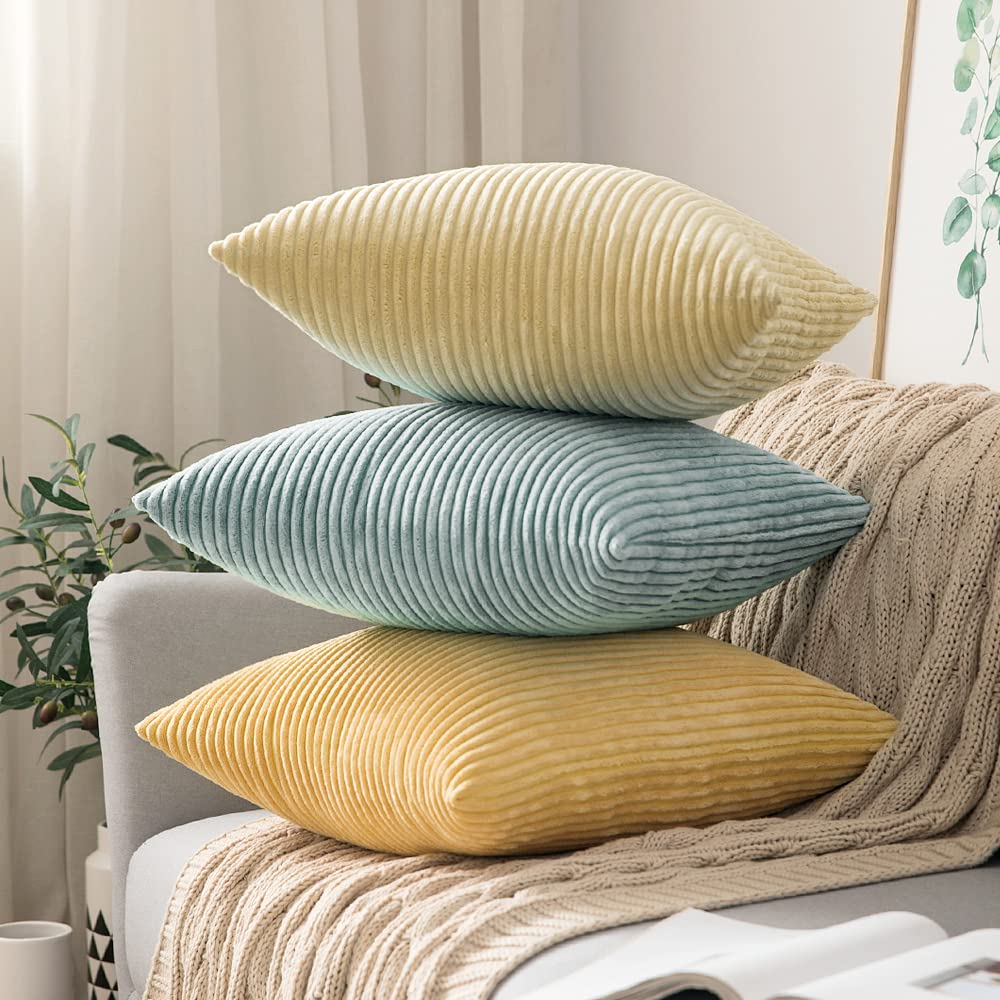 MIULEE Pack of 2 Corduroy Pillow Covers 12 x 20 Inch Lumbar Throw Pillow Covers Mint Pillowcases for Sofa Bedroom Couch