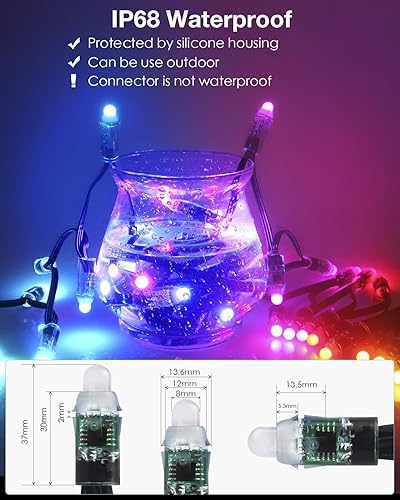 Miniatura 4 de Aclorol LED Pixel WS2811 - Tira de luces LED RGB direccionable individualmente, 5 V, impermeable, IP68, cable negro a todo color, 0.472 in, módulo