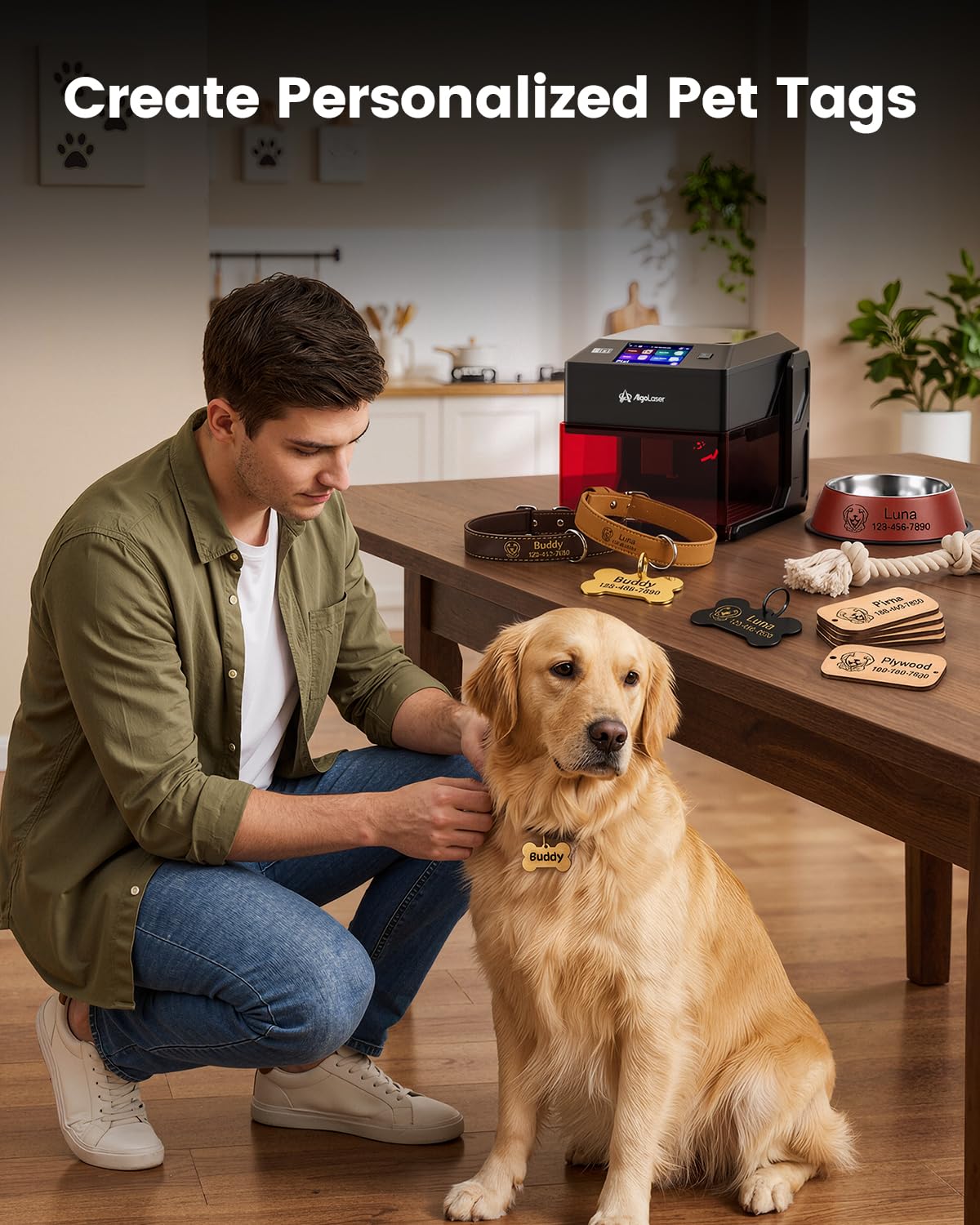 AlgoLaser Pixi - Grabador láser inteligente - Máquina grabadora láser portátil de 10 W con pantalla táctil de 3.5 pulgadas, sistema AlgoOS y aplicación, grabado láser para madera, acrílico, vidrio