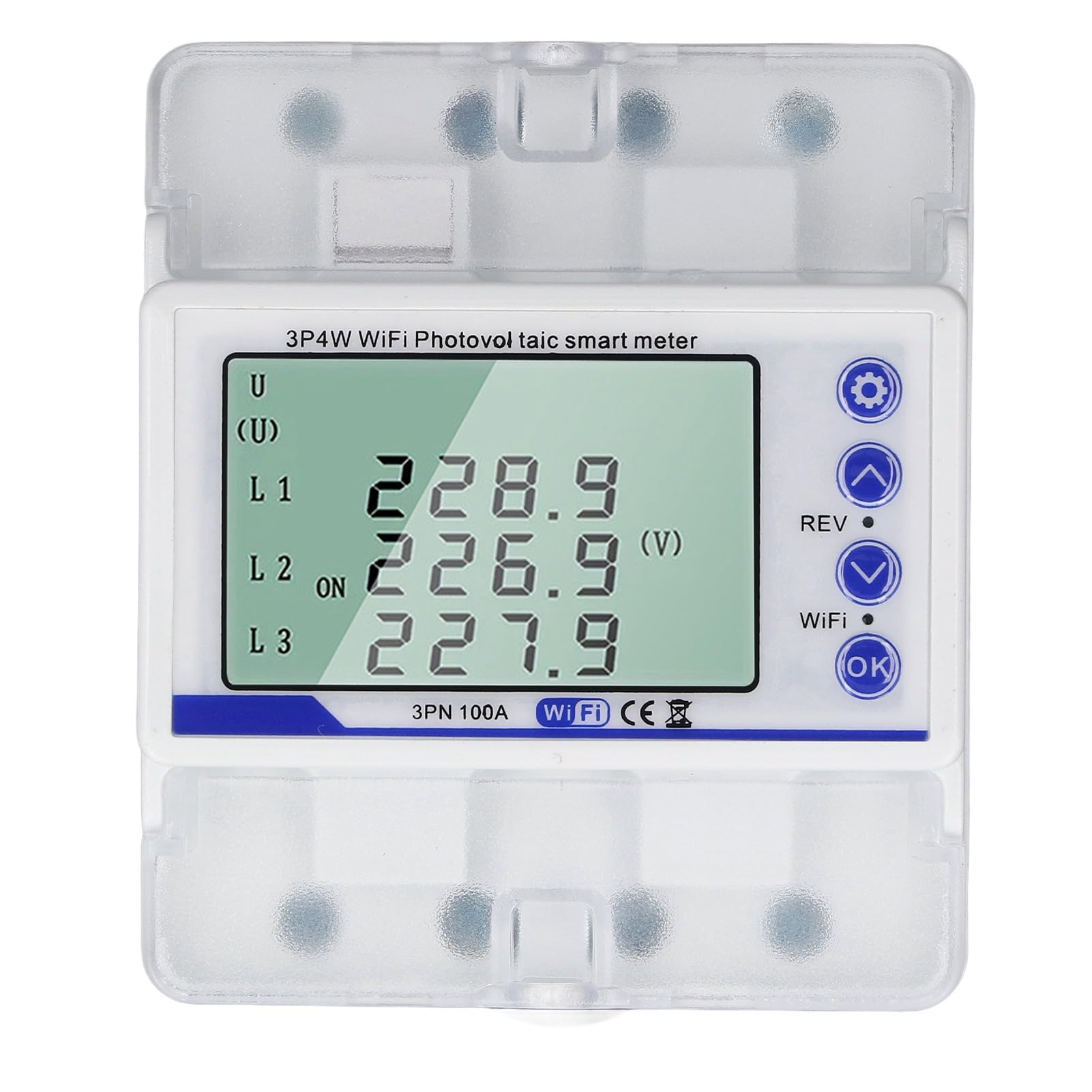 Disyuntor Inteligente WIFI, Interruptor de Medidor de Energía WIFI Trifásico 100A 60-300V con Protección de Corriente contra Sobretensión, Ideal para Electrodomésticos Inteligentes