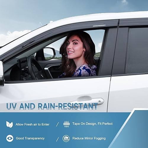 Miniatura 3 de ACLONG Protector de lluvia ahumado, visera de ventana compatible con Honda CR-V (CRV) 2023 en canal, visera solar lateral inastillable, deflectores