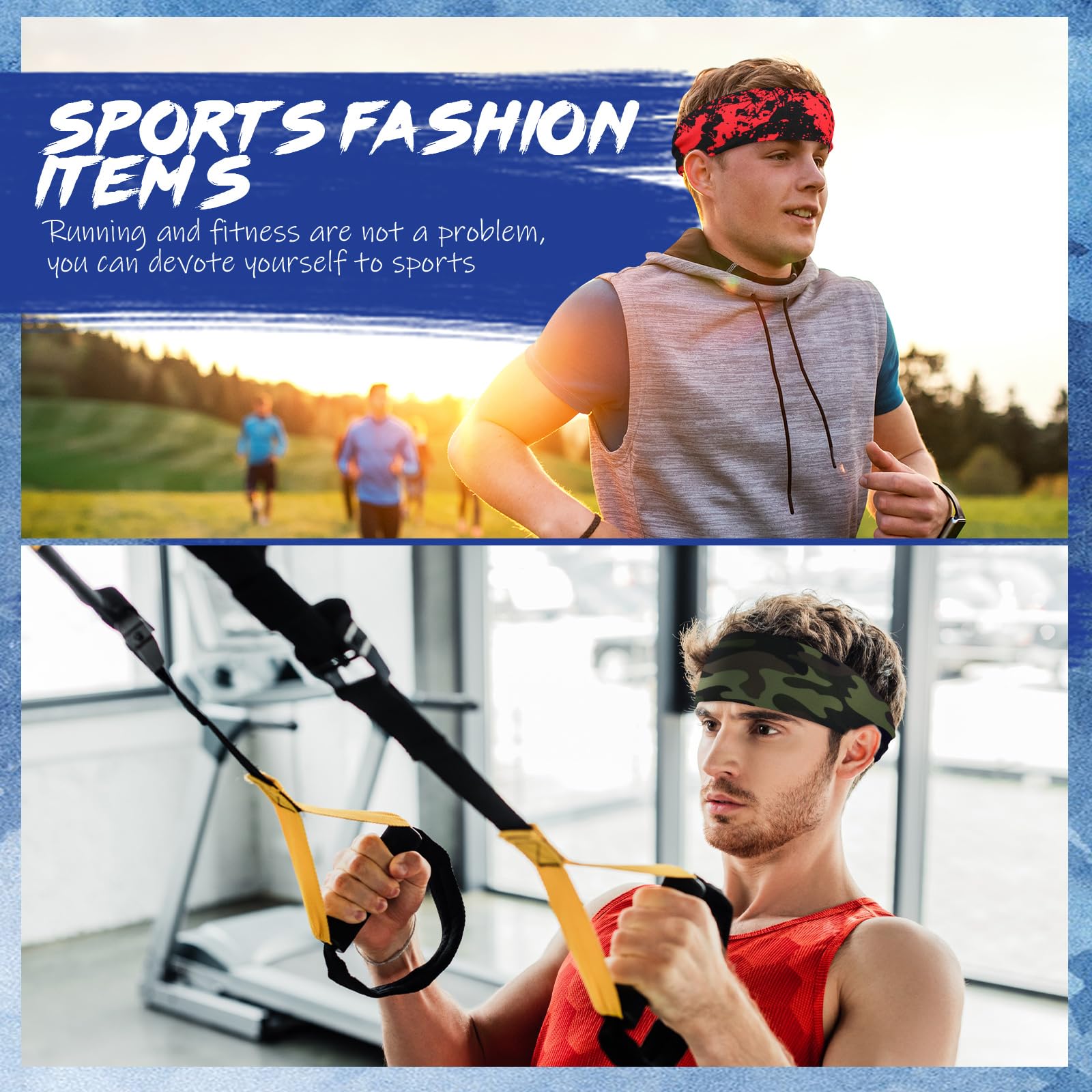 18 diademas deportivas para hombres y mujeres, diademas de camuflaje, para entrenamiento, antideslizantes, transpirables, para fitness, elásticas, unisex, para yoga, correr, ciclismo, pelota