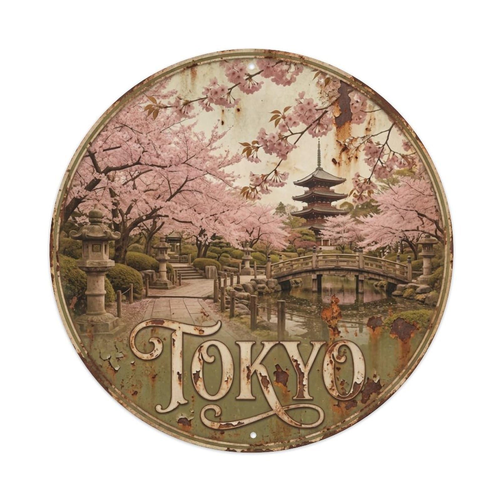 Vintage Travel Tokyo Japan Elegance Vintage Metal Tin Sign Plaque Wall Decor for Cafe, Club Bar, Office, Garden Metal Poster 8x8Inch