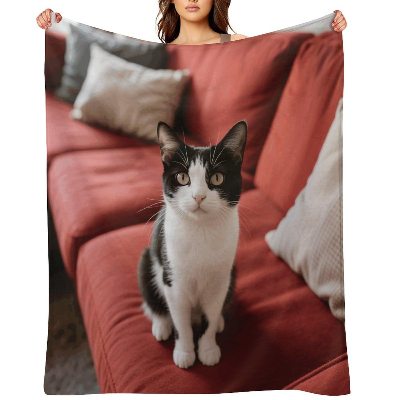 Cat on The Sofa Blankets Exquisite Luxury Flannel Throw Blanket Anti-Fading Thick Blanket for Sofa&Bed Blankets Ultra-Soft Bath Towels for Adult 60"x80"