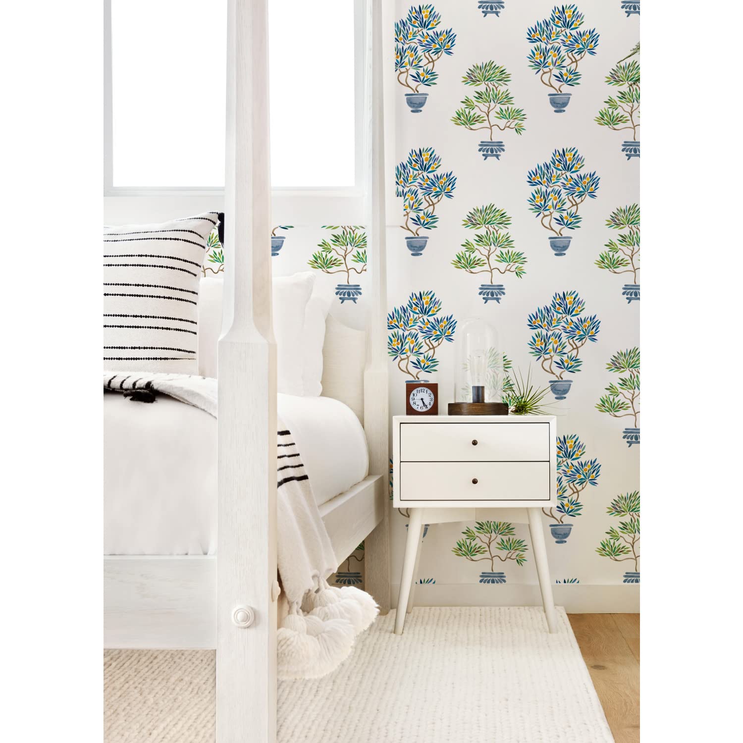 RoomMates RMK12647RL Green Cat Coquillette Bonsai Peel and Stick Wallpaper