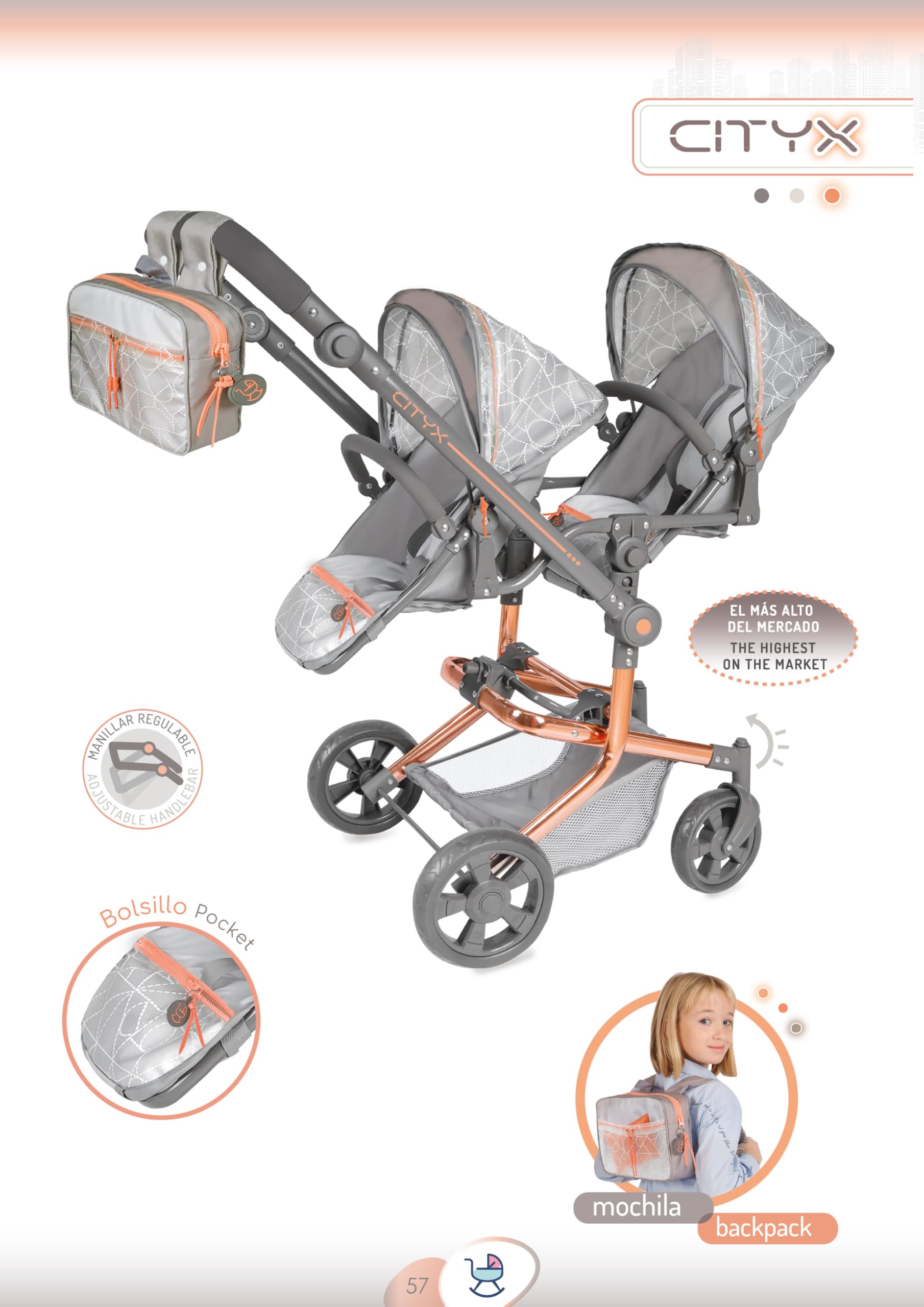 Wózek dla lalek DeCuevas Cytix Twin 90877