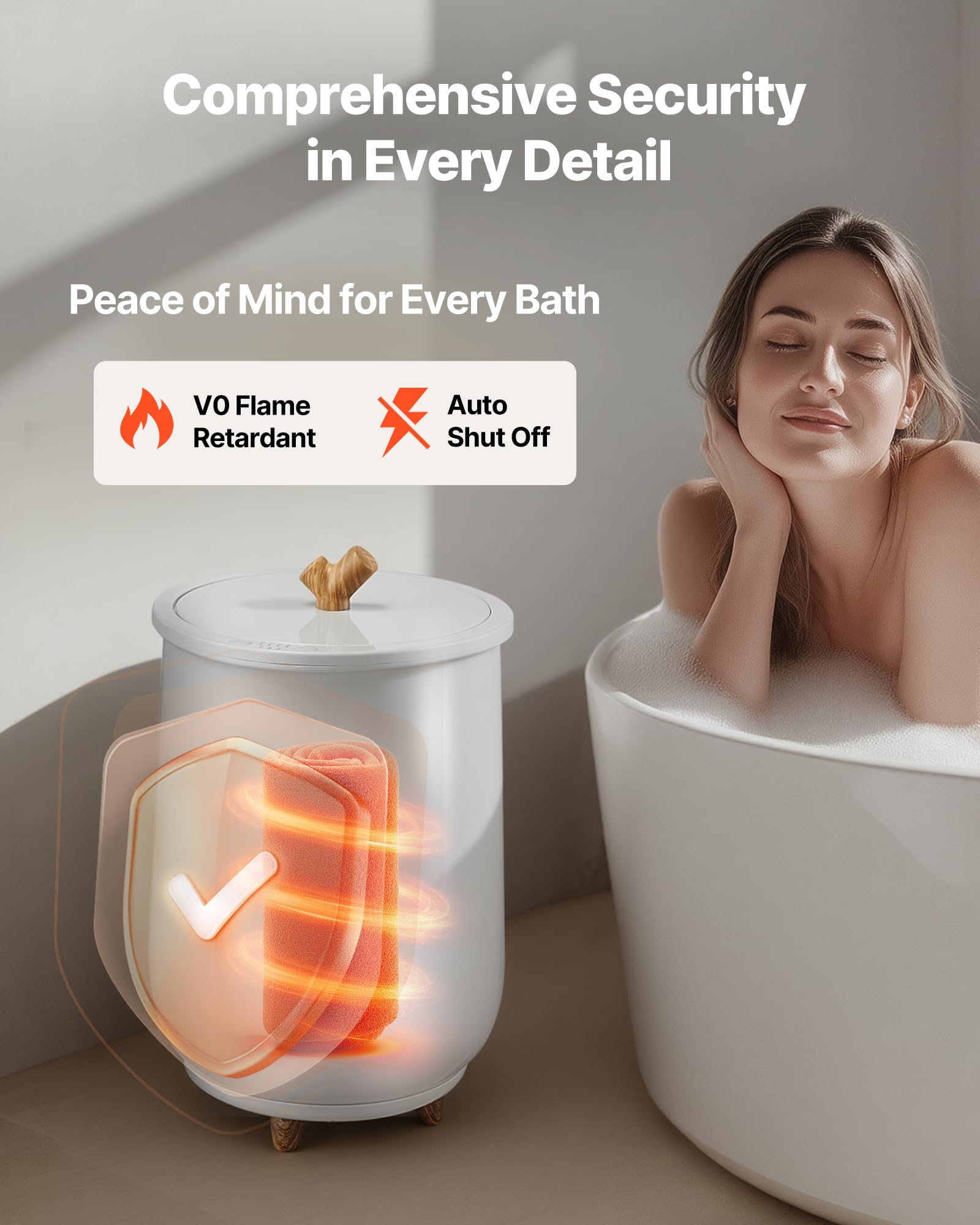 VEVOR Handtuchwärmer Eimer Wärmegerät 20 L mit LED-Licht & automatische Abschaltung & Temperatureinstellung, Towel Warmer für Spa Badezimmer Waschküche Grau, zum Erwärmen von Handtüchern