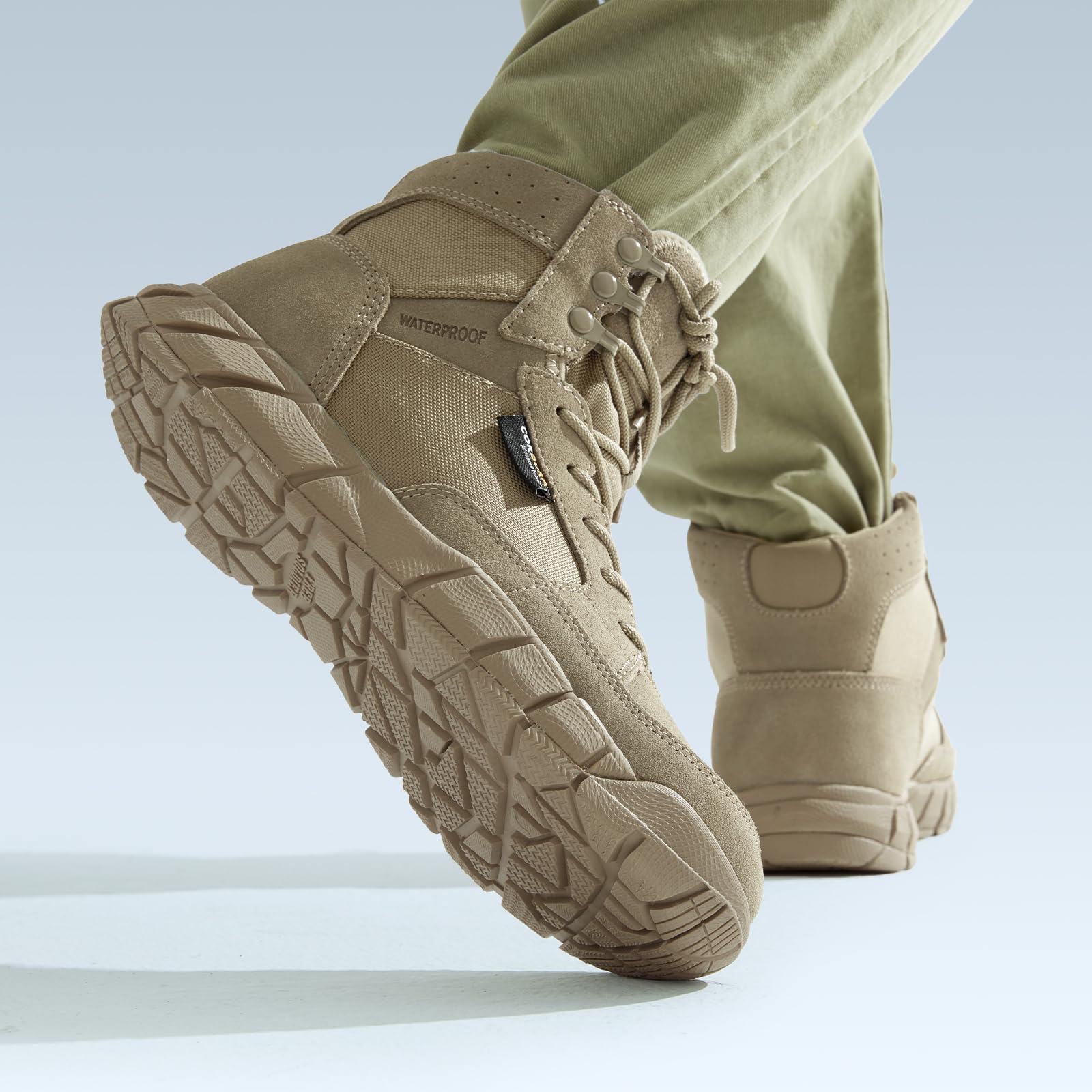 FREE SOLDIER Męskie wodoodporne buty taktyczne 6 cali, wysokiej jakości prawdziwa skóra, ultralekkie, wojskowe buty trekkingowe
