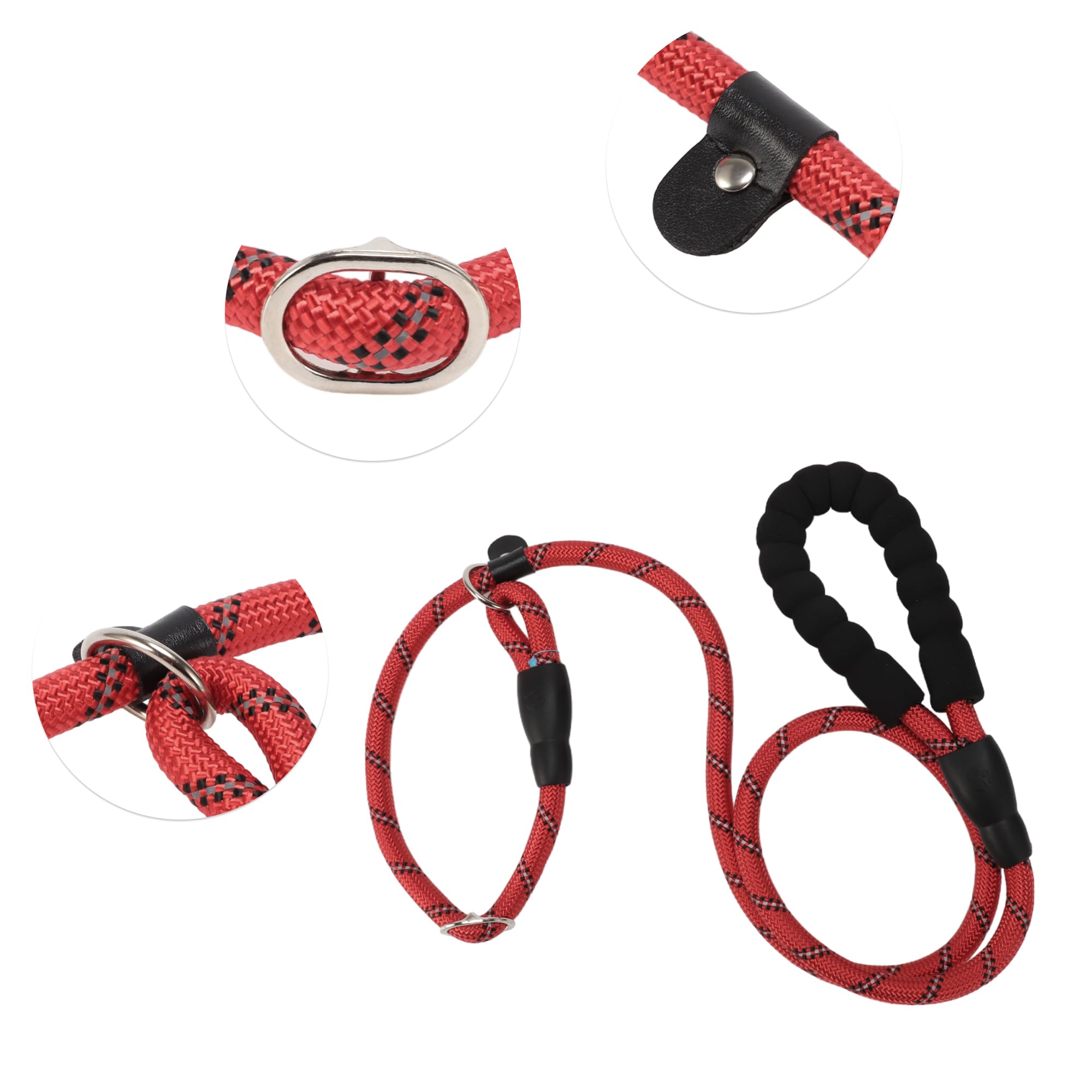 CAPASTEC Guinzaglio per Cani Corda Riflettente in Nylon, Manico in Spugna, Rosso, Lunghezza 130cm Dia. 1/2 Pollice