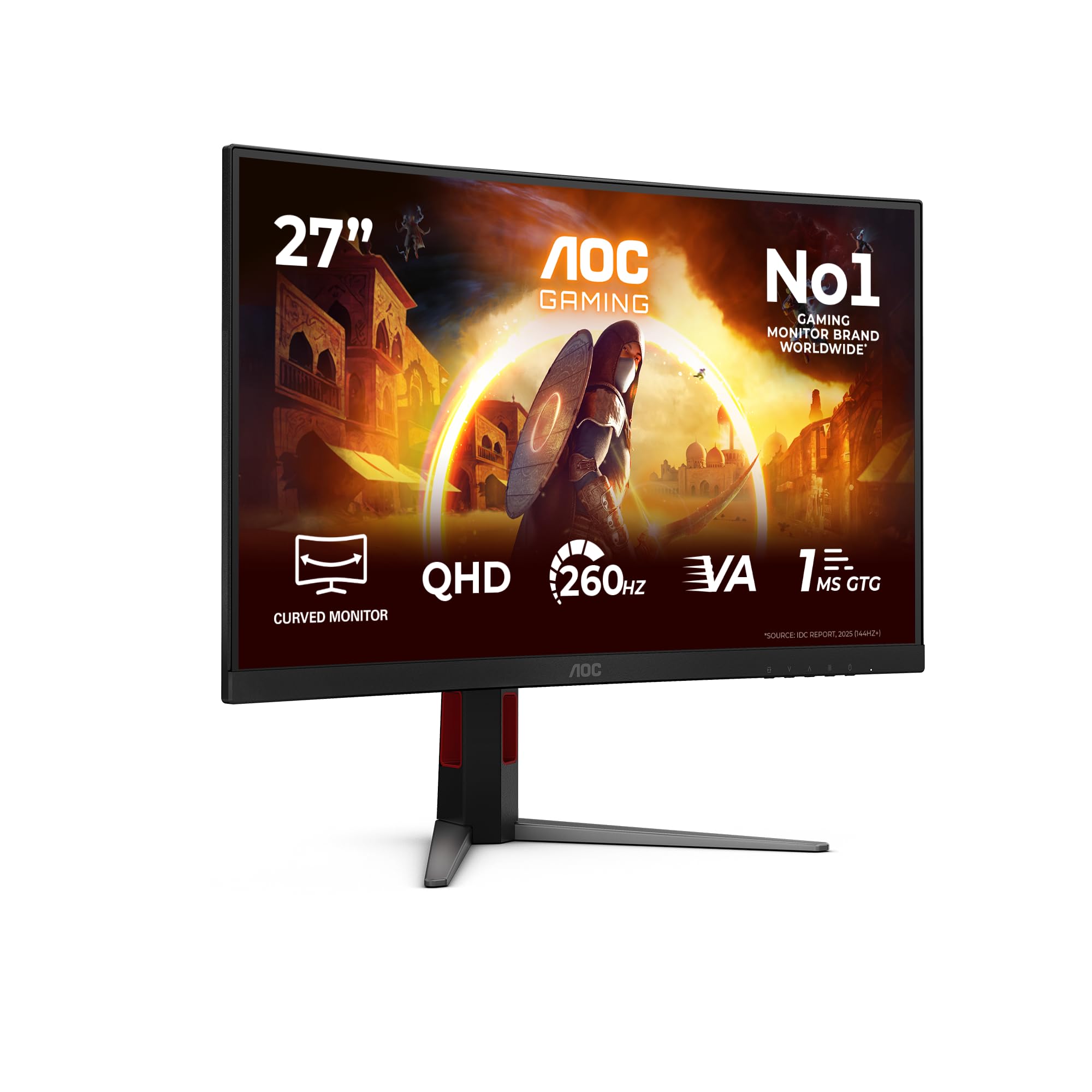AOC CQ27G4Z2 Monitor 27 Pulgadas 240Hz, Panel Fast VA, 1ms GtG, HDR400, Adaptive Sync, Altura Ajustable, (2560x1440 HDMI 2x 2.0 DP 1x 1.4) Negro