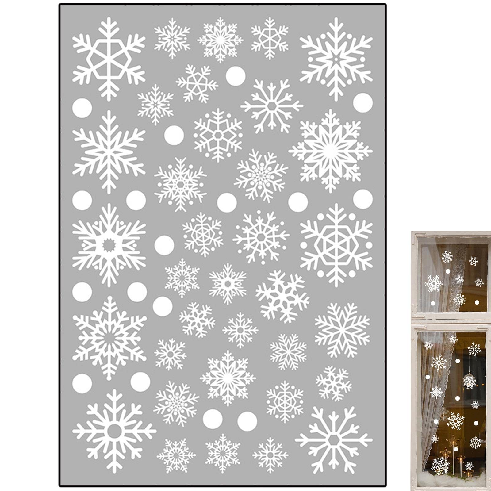 Rianpesn White Snowflakes Window Clings | Winter Snowflake Wall Decals, Theme Window Stickers, Winter Snow Flakes Clings Decal, Glass Window Sticker Decorations